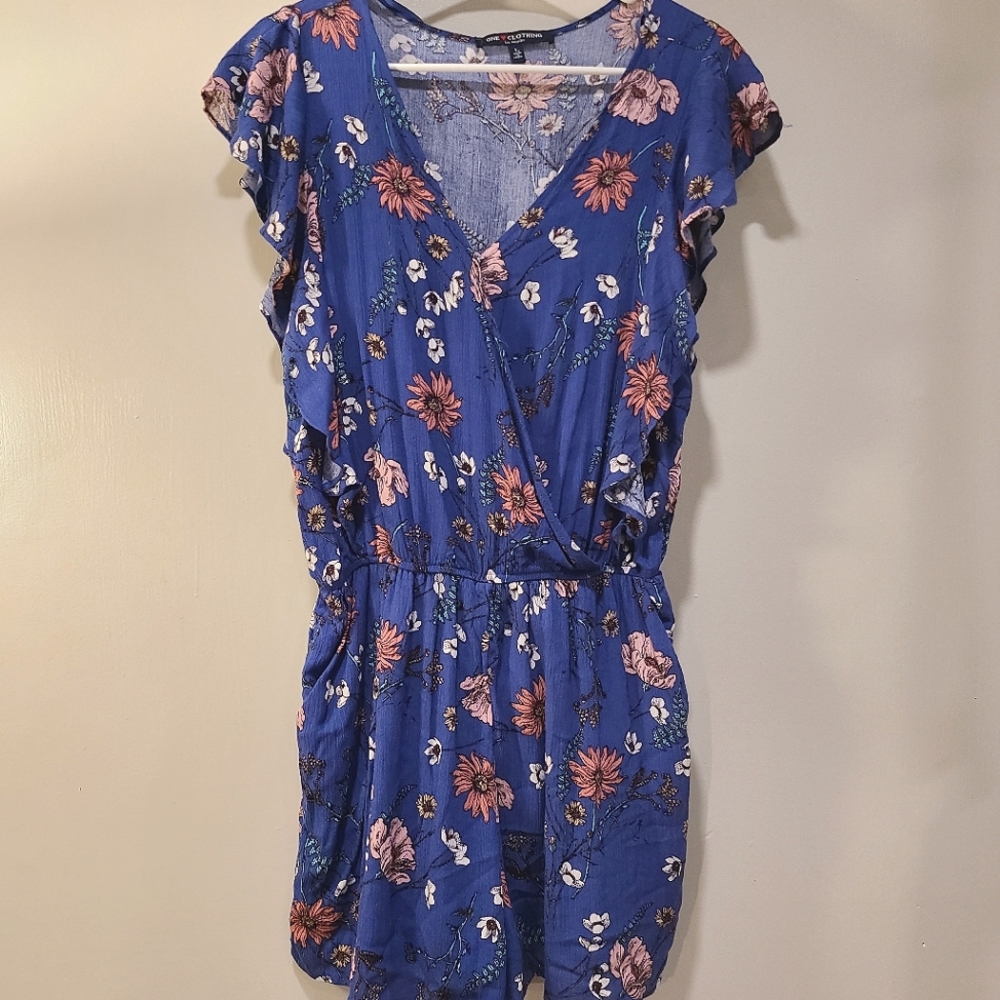 One clothing Blue Floral Romper